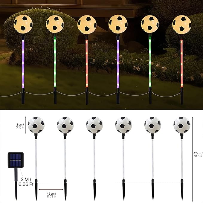 Solar Lights Outdoor, Soccer Theme LED Stake Light for Garden Yard Pathway Patio Walkway Landscape Decoration AUGPET