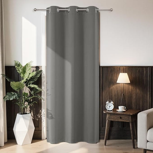 Joydeco Blackout Door Curtain for Doorway Privacy 78 Inches Long, Grommet Closet Curtain for Open Closet, Room Divider for Bedroom Living Room (Light Grey, 40Wx78L, 1 Panel) JOYDECO