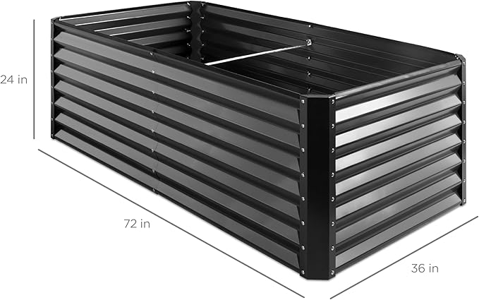 Best Choice Products 6x3x2ft Outdoor Metal Raised Garden Bed, Deep Root Box Planter for Vegetables, Flowers, Herbs, 269 Gallon Capacity, 100% Non Toxic Materials - Gray BestChoiceProducts