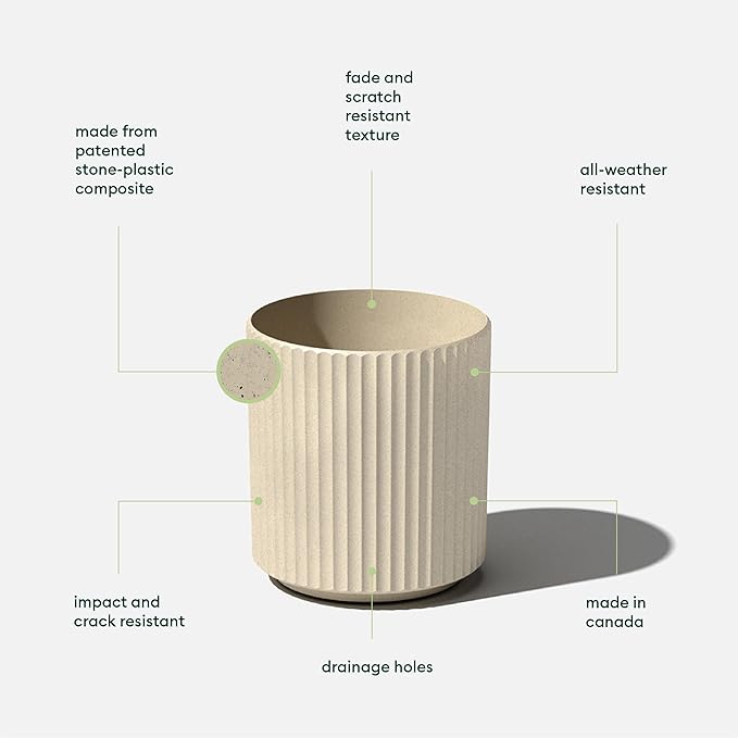 Veradek Demi Series Round Planter for Porch, Patio, Backyard | Durable Plastic-Stone Composite Material | Modern Décor for Tall Plants, Flowers VeradekOutdoor