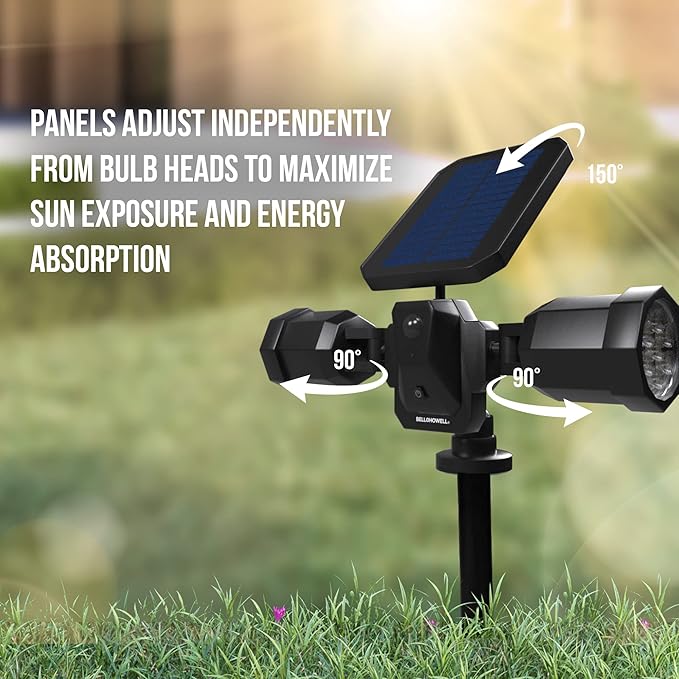 Bell+Howell Bionic Spotlight Duo Deluxe Solar Lights: Effortless Outdoor Illumination, Motion Sensor, Super Bright LEDs, Waterproof Landscape Lights for Patio, Yard, Garden- No Batteries Required! BellHowell