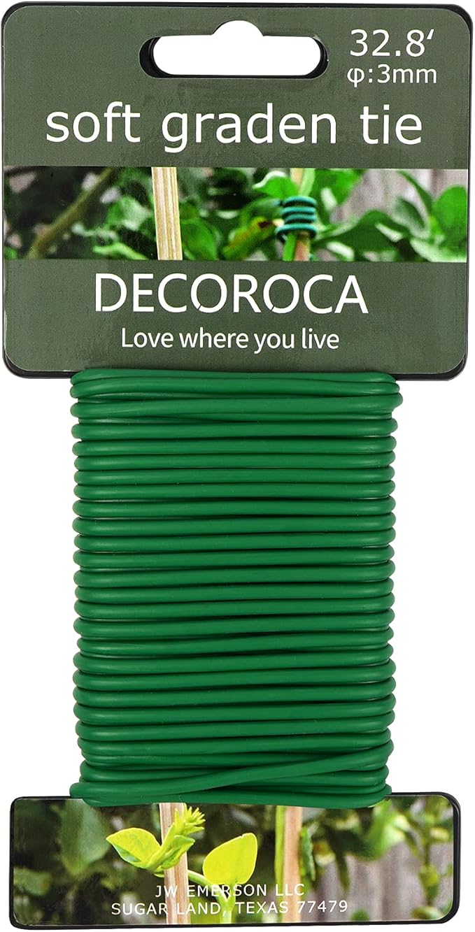 Decoroca Garden Flexible Tie, Soft Twist Plant Ties 32.8' - Green Support Plant Wire, Durable Heavy Duty Vines, Stems & Stalks Decoroca