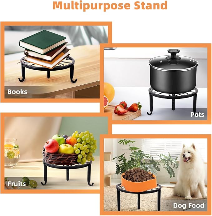 6-Pack Metal Plant Stand,Heavy Duty Flower Pot Stands for Multiple Plant,Outdoor Anti-Rust Plant Pot Shelf, Round Plant Holder for Outdoor/Indoor Planter, Living Room, Balcony Decor (6PACK BLACK) Acteomsly