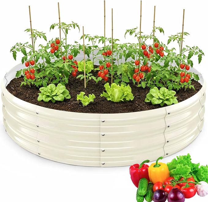 Round Galvanized Raised Garden Bed, 5x5FT, 12" Depth for Outdoor Gardening, Heavy Duty Metal Planter Box for Vegetables, Flowers & Herbs, Rust-Resistant, Easy DIY Assembly Rootora