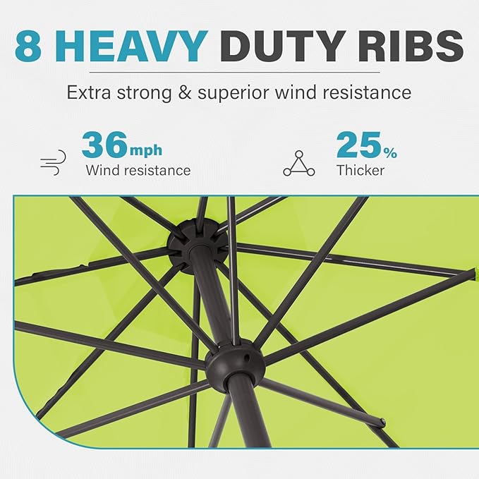 MEWAY 12ft Patio Umbrella Outdoor Table Umbrellas with Crank, Market Umbrella 8 Sturdy Ribs for Deck, Garden, Pool and Backyard, Apple Green MEWAY