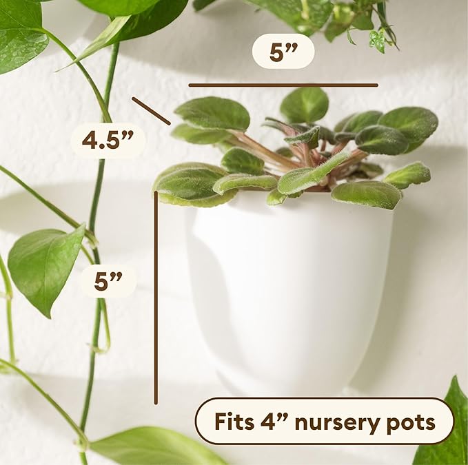 PlantPod Classic - Self-Watering Wall Planters (9, White) - Easy to Water and Install - Lightweight - Design Your Own Vertical Garden - Wall Planters for Indoor Plants MakeGood