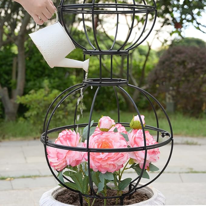 47"x17" Metal Obelisk Trellis for Climbing Plants | Unique Outdoor Support for Rose Bushes and Tall Vines | Durable & Weather-Resistant Garden Decor Goooxim