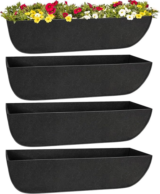 Riare 4 Pack 36 Inch Black Fabric Window Box Liners- Felt Square Trough Planter Basket Liners Replacement, Non-Woven Hanging Flower Plant Box Liner for Outdoor Plants Garden Fence- Avoid Birds Nesting Riare