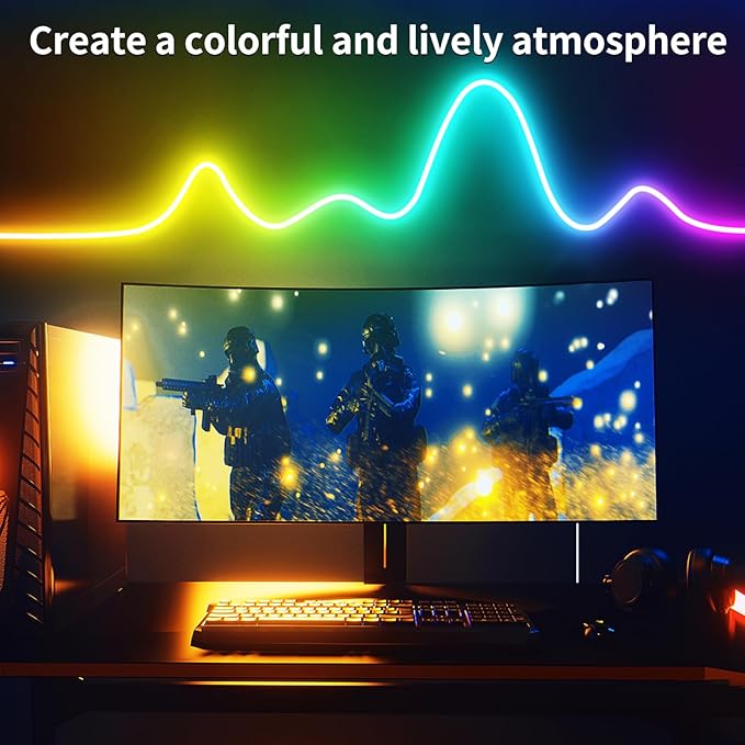 66FT Neon LED Rope Lights IP65 Waterproof LED Lights for Bedroom Flexible LED Light Strip with Remote/APP Control RGB Lighting Strip for Indoors Outdoors Bedroom Room Home Décor segrass