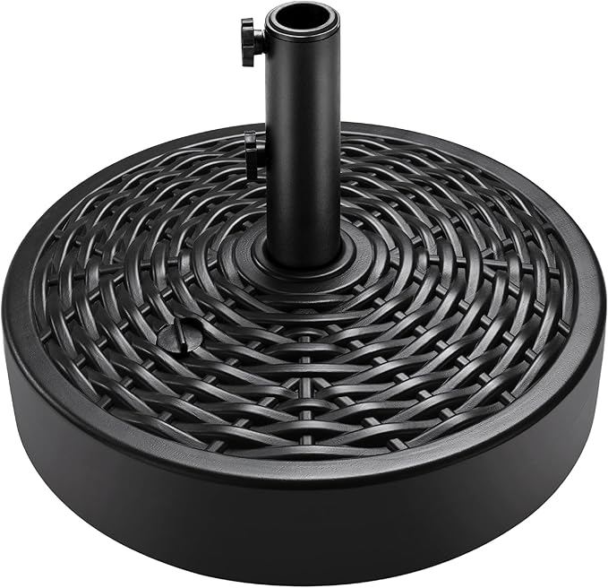Best Choice Products Fillable Umbrella Base Stand, Round Faux Wicker Plastic Patio Umbrella Base Stand, Pole Holder for Outdoor, Lawn w/ 55lbs Weight Capacity, 2 Adjustment Knobs BestChoiceProducts