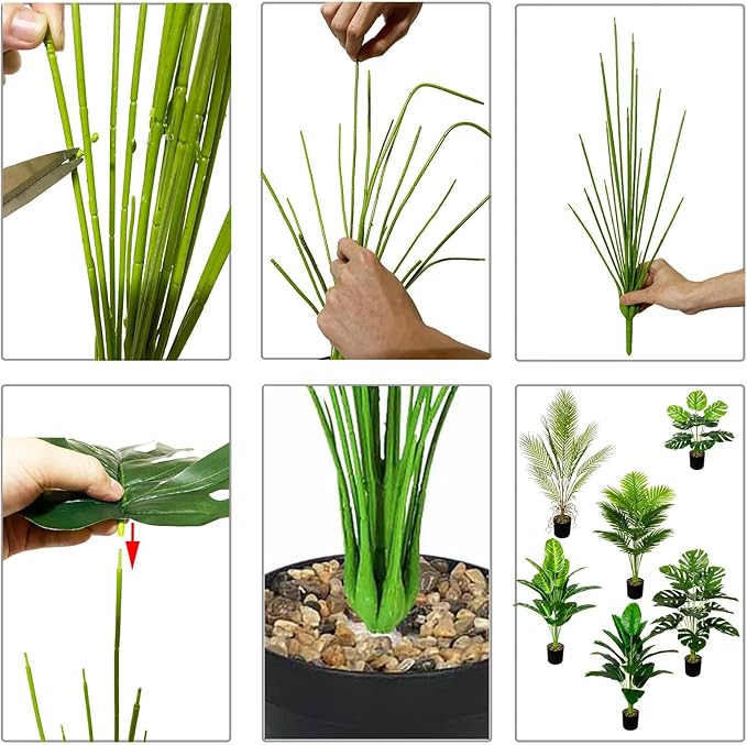 Artificial Plants in Pots Large Fake Tree Floor Faux Tropical Plants Decorative Greenry House Potted Tall for Home Office Living Room Decor Indoor Garden Outdoor (80cm Tall Palm) Rozwkeo