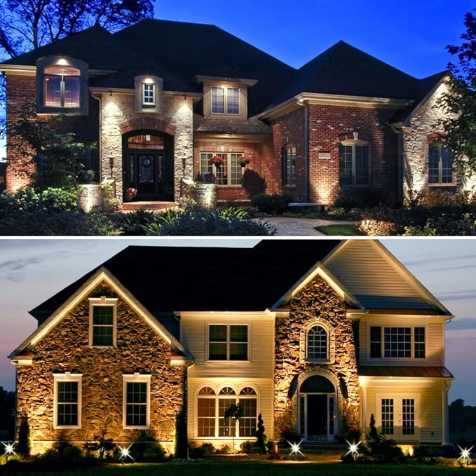 LightingWill 5W Landscape Lighting, Warm White 3000K-3500K, DC 12V LED Low Voltage Landscape Lights, IP65 Waterproof Pathway Lights for Outdoor Garden, Yard, Fence, House, Lawn, Tree, Flags (8 Pack) LightingWill