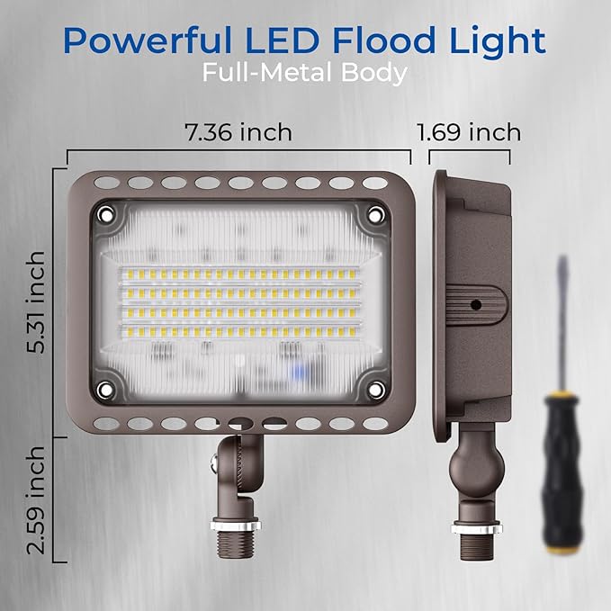 CINOTON 65W LED Flood Lights Outdoor, IP65 Waterproof Exterior Security Wall Lights with 180°Knuckle, 9100LM 120V Outside Aluminum Lighting Fixture for Patio Porch Barn Garden 5000K 4 Pack, UL Listed CINOTON