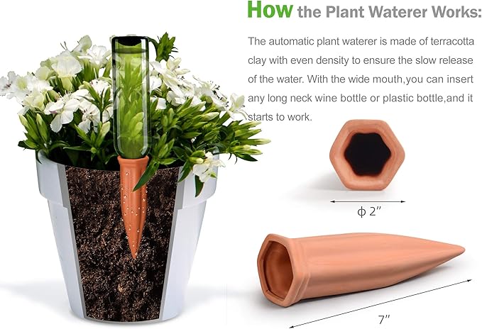 Automatic Plant Waterer Terracotta Self Watering Spikes Drippers Irrigation System for Vacation or Holiday (8Pack) B+SEPOR