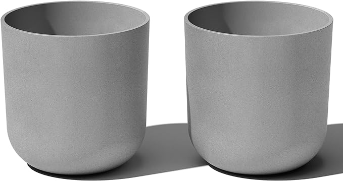 Veradek Round Lima Plastic Planter Pots for Indoor/Outdoor Garden Use, Gray, Suitable for Small to Large Succulent Plants, Flowers, Modern Interior Plants VeradekOutdoor