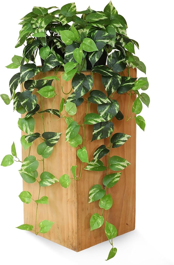 Fake Pothos Hanging Plants - 33" Set of 2 Artificial Silk Ivy Vines with Pots, Realistic Faux Greenery for Indoor Home Office Bathroom Decor, Low Maintenance Hanging Plant Decoration - Golden Green ALYPTUS