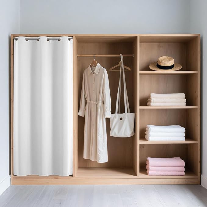 Joydeco Blackout Door Curtain for Doorway Privacy 90 Inches Long, Grommet Closet Curtain for Open Closet, Room Divider for Bedroom Living Room (Pure White 52Wx90L, 1 Panel) JOYDECO