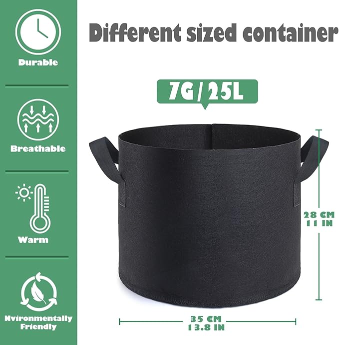 GROWTNT 7 Gallon Grow Bags 24 Pack,7 Gallon Fabric Pots,Garden Bags to Grow Vegetables,Planter Bag for Vegetables,Garden Pots with Two Handles. GROWTNTLLC