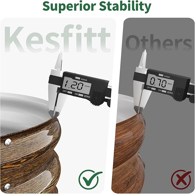 Kesfitt Round Metal Raised Garden Bed, 2x2x1.5 FT, 18-Inch Deep Galvanized Steel Garden Bed with Open Bottom for Outdoor Vegetables & Herbs, Walnut Finish, 2 Pack Kesfitt