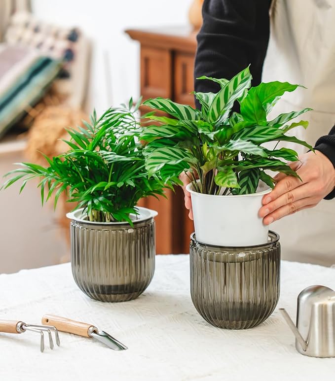 Josteve 5.2 Inch 2 Pcs Self Watering Hanging Planter Indoor Plant Pots Drainage Holes, Outdoor Small Hanging Planters Flower Pot Basket, Visible Water Level, Plant Hanger Home Decor, Gardening Josteve