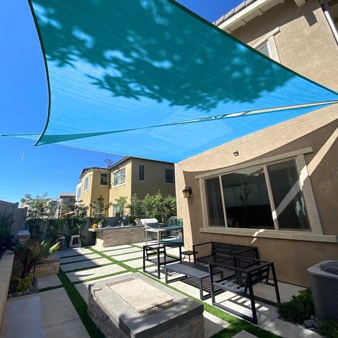 SUNLAX Sun Shade Sail 12' x 12' x 17' Turquoise Blue Right Triangle Canopy Sail Shade Cover UV Block Permeable Sunshade Outdoor for Patio Backyard (We Make Custom Size) SUNLAX