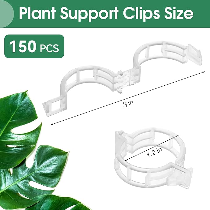 150 Pcs Plant Clips for Climbing Plants, Tomato Clips for Support, Plastic Garden Clips for Plants Grape Vine Vegetables Make Plant Grow Upright PEASUG