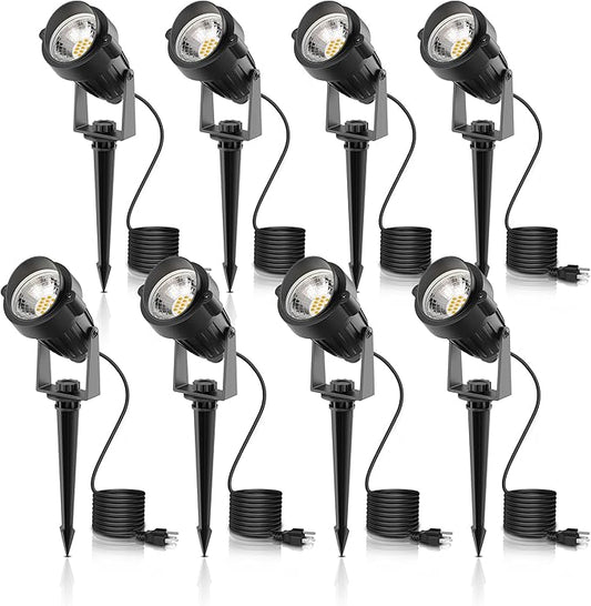 L LOHAS LED Outdoor Landscape Lighting, Auto On/Off 3000K Low Voltage Landscape Lighting, IP66 Waterproof Spot Lights for Yard, Outside, Garden, House, Pathway, Plant, Holiday Decor (8 Pack) LLOHASLED
