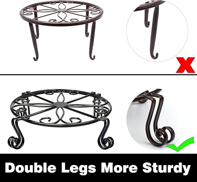 Black Plant Stand for Flower Pot Heavy Duty Potted Holder Indoor Outdoor Metal Rustproof Iron Garden Container Round Supports Rack for Planter Bronze, Pumpkin Stand Outdoor…… Autopromake