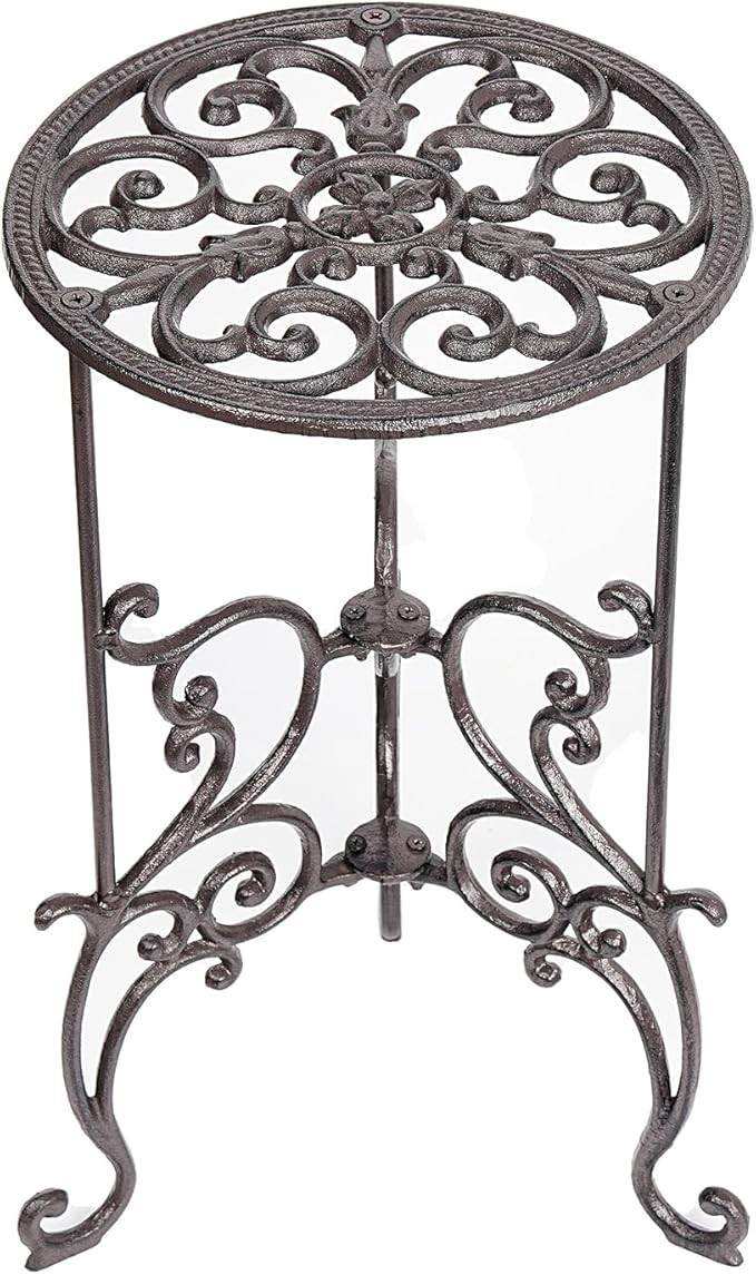 Sungmor Heavy Duty Cast Iron Potted Plant Stand,19.3-Inch 1 Tier Metal Planter Rack,Decorative Flower Pot Holder,Vintage & Rustic Style Indoor Outdoor Garden Pots Container Supports Sungmor
