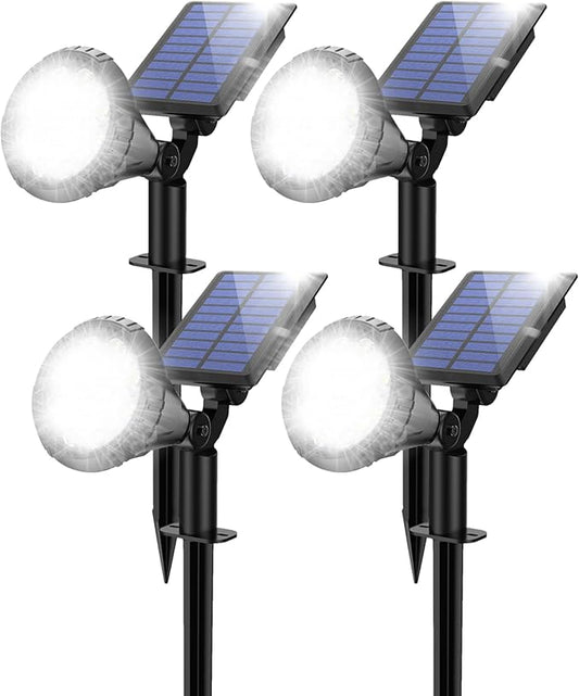 Solar Spot Lights for Outside, 21 LED Outdoor Solar Lights for Yard, 4 Pack Solar Spotlights Waterproof Auto On/Off for Landscape, Wall, Garden, Pool, Tree, Pathway and Driveway(White) NBKLS