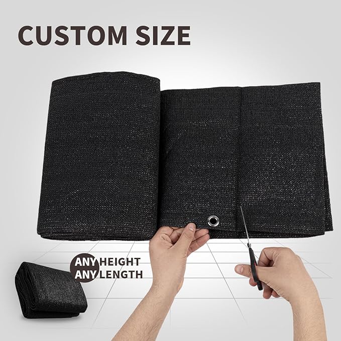 LOVE STORY Custom Size 2'6''x26' Black Balcony Privacy Screen,UV Block Privacy Fence Screen,90% Shield for Outdoor Pool Garden Apartment Railing LOVESTORY