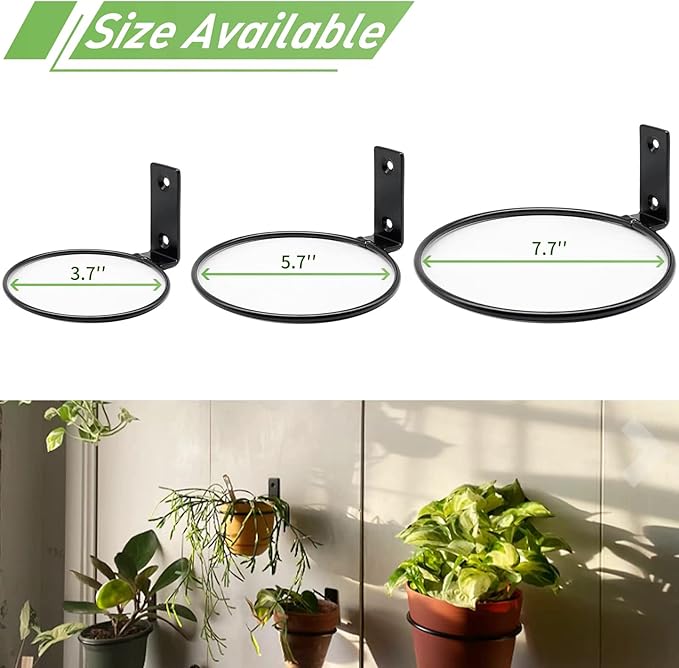 6 Pack 4 Inch Wall Flower Pot Holder Ring Plant Hanger, Metal Planter Hooks Wall Mounted Bracket Heavy Duty for Outdoor Indoor Greemov