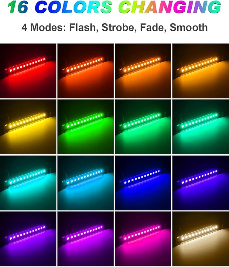 5W RGB Retaining Wall Lights 7 inch LED Hardscape Lighting Color Changing Low Voltage Landscape Paver Lights 12V Step Lights Outdoor Waterproof Stair Deck Lighting (12 Pack+Connectors) DOREIO