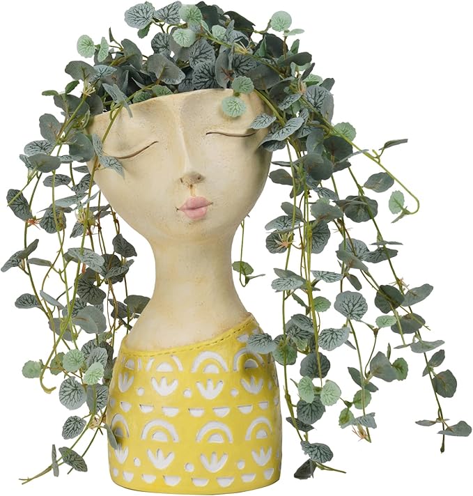 DiliComing Face Planter-Pots for Indoor Plants - 11 Inch Tall Planters for Flowers Head Planter with Drainage for Patio Yard Garden Succulent Pots Garden Decor 6 x 6 x 11 Inch DiliComing