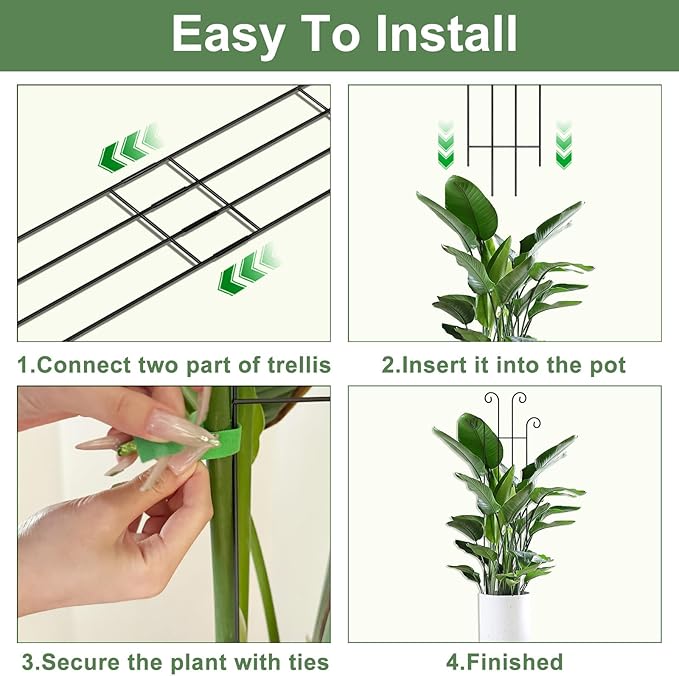 32.6in Tall Plant Trellis Indoor, Metal Garden Trellis for Climbing Plants, Expandable Trellis for Potted Plants for Ivy Pothos Hoya Monstera, 2 Pack Xeeol