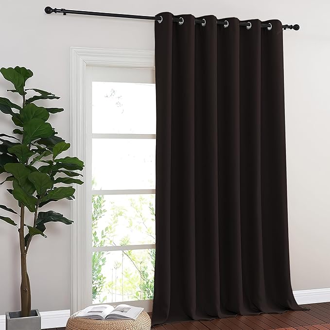NICETOWN Blackout Curtains & Drapes - Privacy Thermal Efficiency Backdrop Curtains for Bedroom Room Divider Living Room Patio Sliding Glass Door, Wide 80 x Long 144 inch, Toffee Brown, 1 Panel NICETOWN