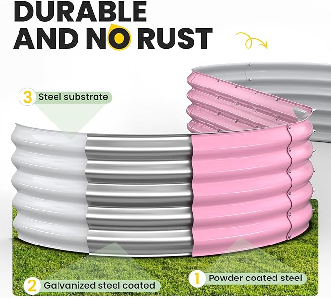 Galvanized Raised Garden Bed 8x2x1.5 FT, Oval Metal Raised Garden Bed Outdoor Planter Box with Open Bottom, Rust-Resistant Steel Garden Bed for Vegetables Herbs Flowers, Easy Assembly Pattiumo