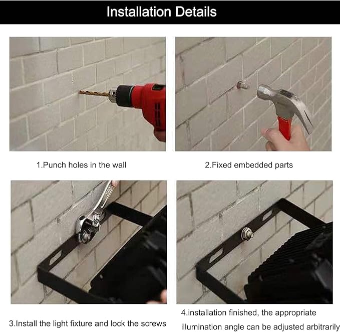 2Pack LED Flood Light Outdoor,50W LED Work Light 5500lm with 6FT US Plug,IP66 Waterproof Exterior Security Lights,6000K Daylight White Outside Floodlights Slim Design for Playground Yard garageangle