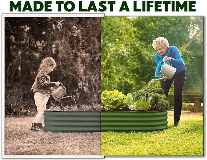 Plant & Plot Galvanized Raised Garden Beds Outdoor // 4×2×1 ft (2-Pack) Planter Raised Beds for Gardening, Vegetables, Flowers // Large Metal Garden Box // Patented Tool-Free Design (Olive Green) PlantPlot