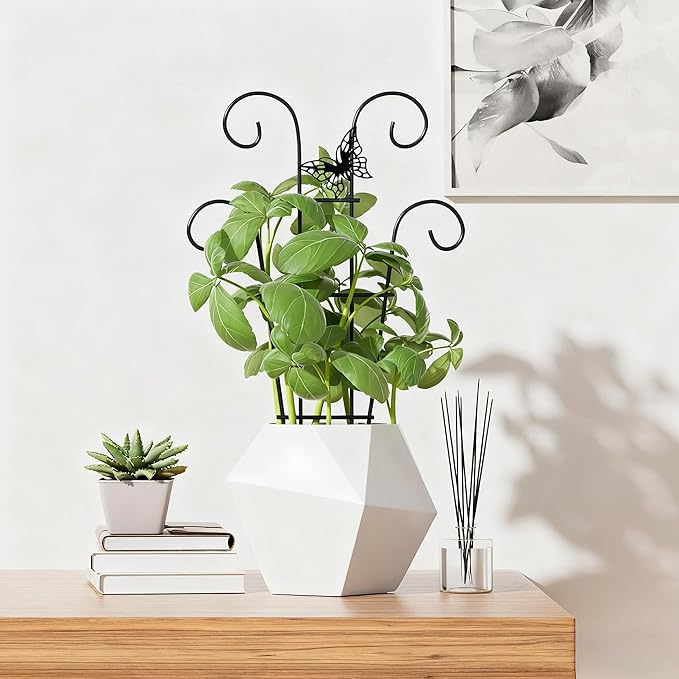 Indoor Plant Trellis for Climbing Plants, Stackable Garden Trellis for Potted Plants, Small House Plant Trellis for Vine Ivy Flower Plant Support Outdoor DIY Metal Trellis 3 Pack, Butterfly Design Ailibre