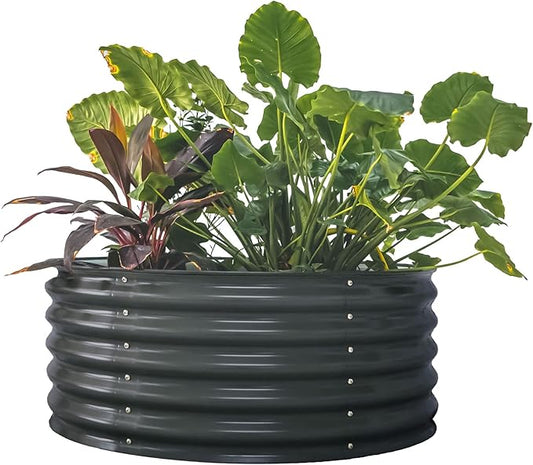 Vego garden 17" Tall 42" Round Raised Garden Bed Metal Raised Bed Planter Box for Vegetables Flowers Patio, Modern Gray VegoGarden