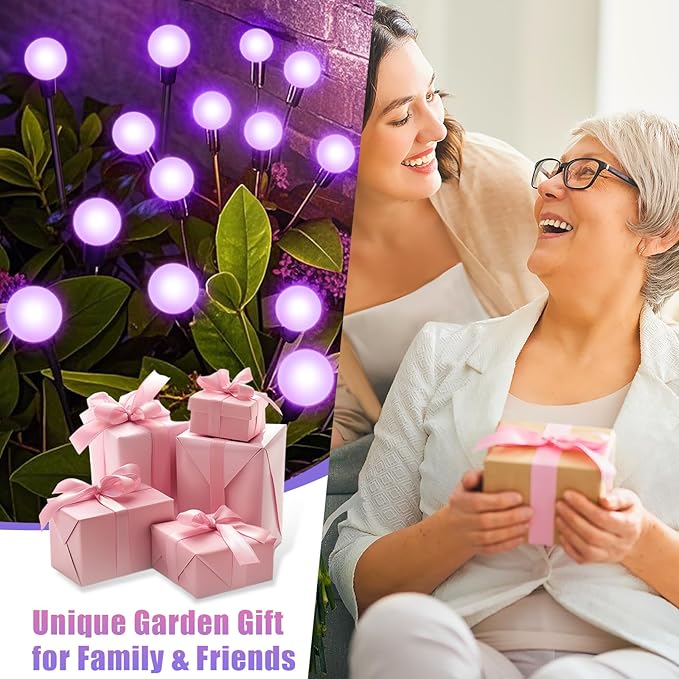 Solar Garden Lights Outdoor, Waterproof Solar Powered Lights for Yard Pathway Patio, Swaying Lawn Decor as Gardening Gifts for Women Holiday (Purple, 4 Pack) NBQQ