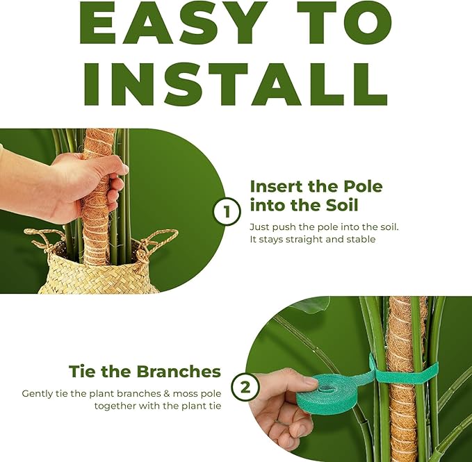 48 Inch Bendable Moss Pole Monstera Plant Support for Climbing Indoor Plants - Stakes for Potted Climbers - Tall Sticks Indoor Trellis for Houseplants - Accessories for Monstera Pot Sproot