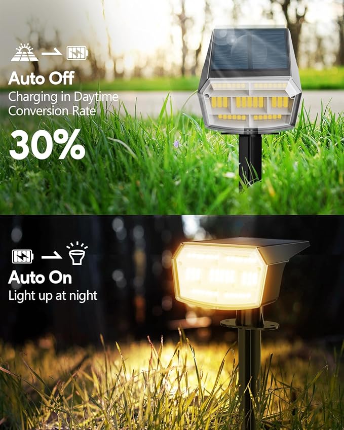 HIBOITEC Solar Spot Lights Outdoor Waterproof 59LED Landscape Lights Solar Powered Uplights Adjustable Brightness Dusk to Dawn for Outside Garden Yard Trees 6 Packs Warm White HIBOITEC
