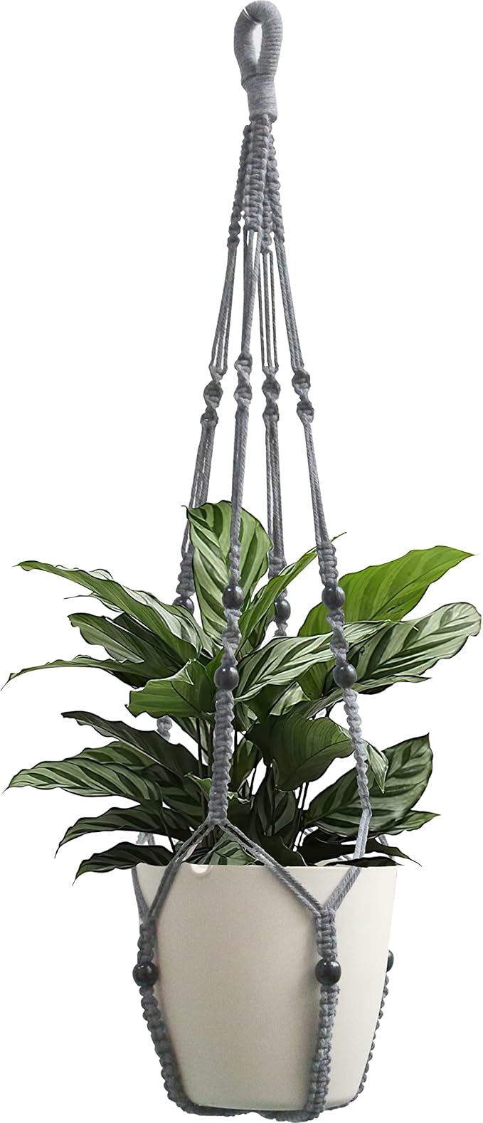 Macrame Plant Hanger Indoor Hanging with Wood Beads Macrame Planters No Tassel for Indoor Outdoor Boho Home Decor 35 Inch (Gray,1pc) BlueMake