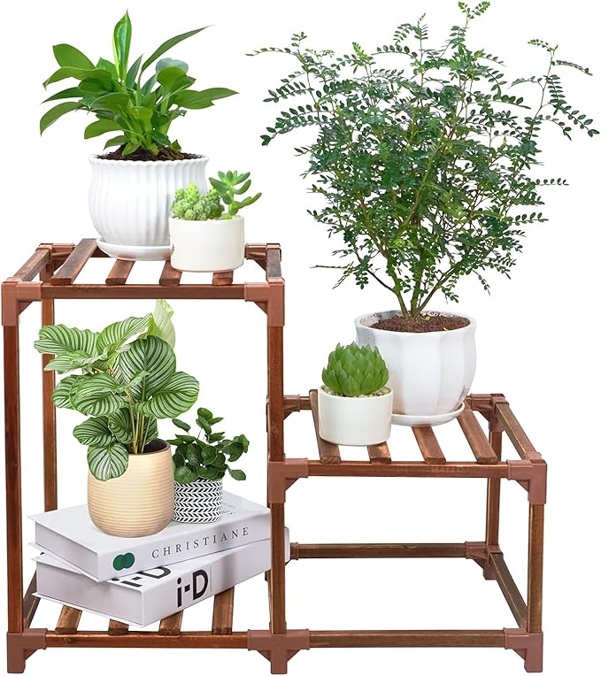 XXXFLOWER Plant Stand Indoor Outdoor 3 Tiers Wood Plant Shelf for Multiple Plants ，Large Plant Rack for Window Garden Balcony Patio Porch Living Room XXXFLOWER