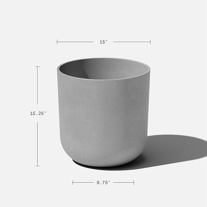 Veradek Round Lima Plastic Planter Pots for Indoor/Outdoor Garden Use, Gray, Suitable for Small to Large Succulent Plants, Flowers, Modern Interior Plants VeradekOutdoor