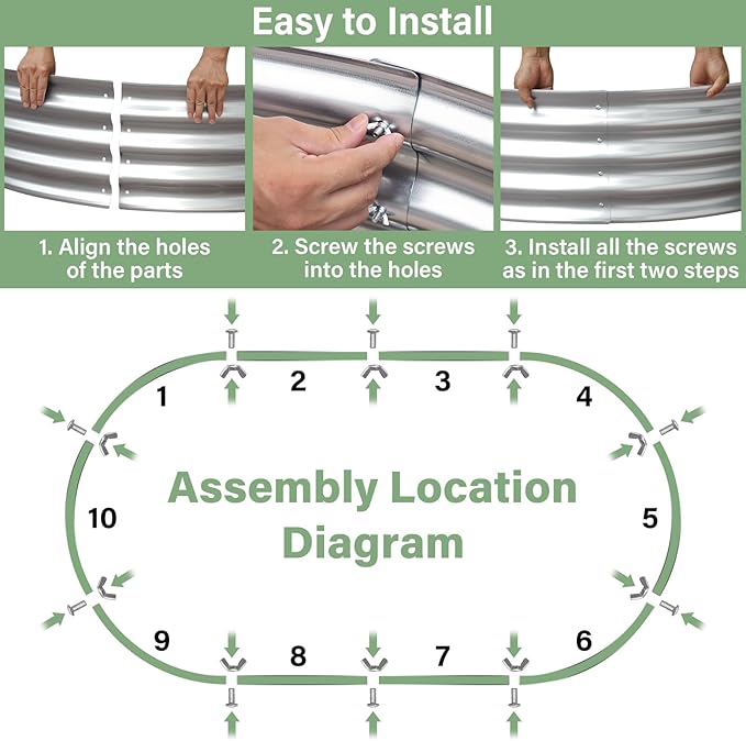 TATAANTY Galvanized Raised Garden Bed Kit, Rust-Resistant Planter Garden Boxes Outdoor, Oval Large Metal Raised Garden Beds for Vegetables Easy to Set Up - 4x2x1ft (2 Pack) TATAANTY