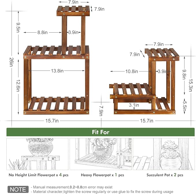 Plant Stand for multiple Plants Stands Indoor Outdoor Flower Pot Stand 5 Tiers Flower Shelf Rack Plants Stands for Patio Balcony Living Room （Upgrade 2 in 1 ） COOGOU