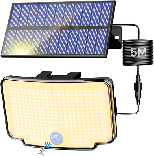 Peasur Solar Motion Lights Outdoor, 318 LED Solar Security Light with 3 Modes, IP65 Waterproof Powered Flood Lights for Outside Garden Patio Garage Yard Backyard (Warm White) Peasur
